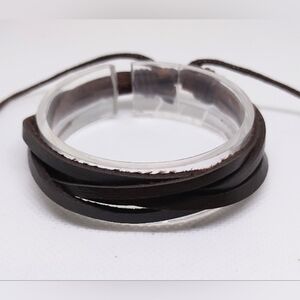 Men's Bracelet Leather Layered Brown New f30‎
